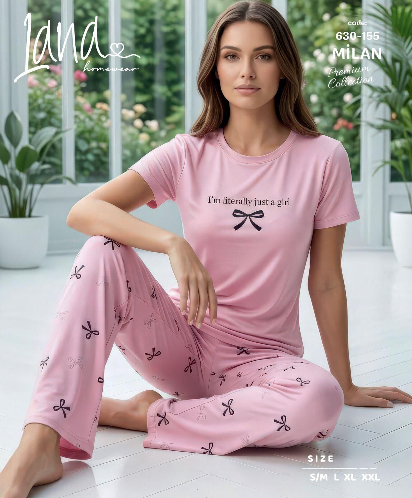 LANA 630-155 BAYAN MİLAN KISA KOL PİJAMA TAKIM