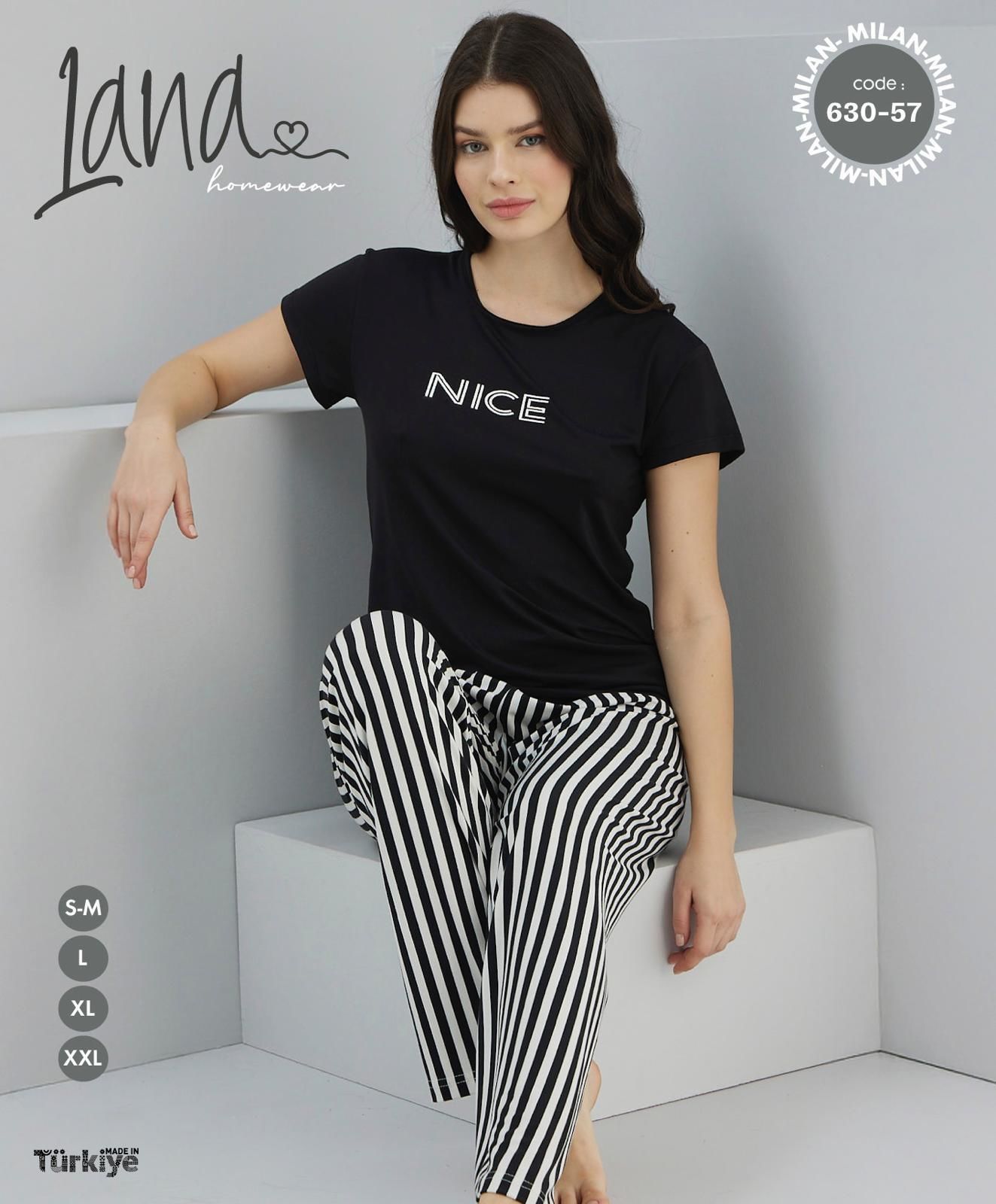 LANA 630-57 BAYAN MİLAN KISA KOL PİJAMA TAKIM