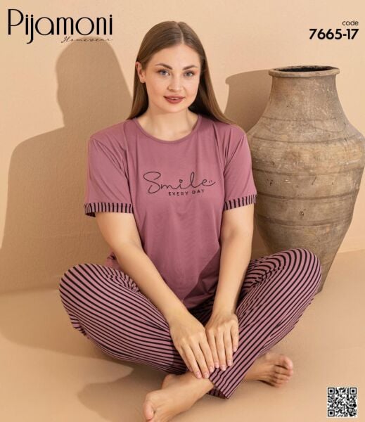 PİJAMONİ 7665-17 MİLAN BATTAL KISA KOL PİJAMA TK