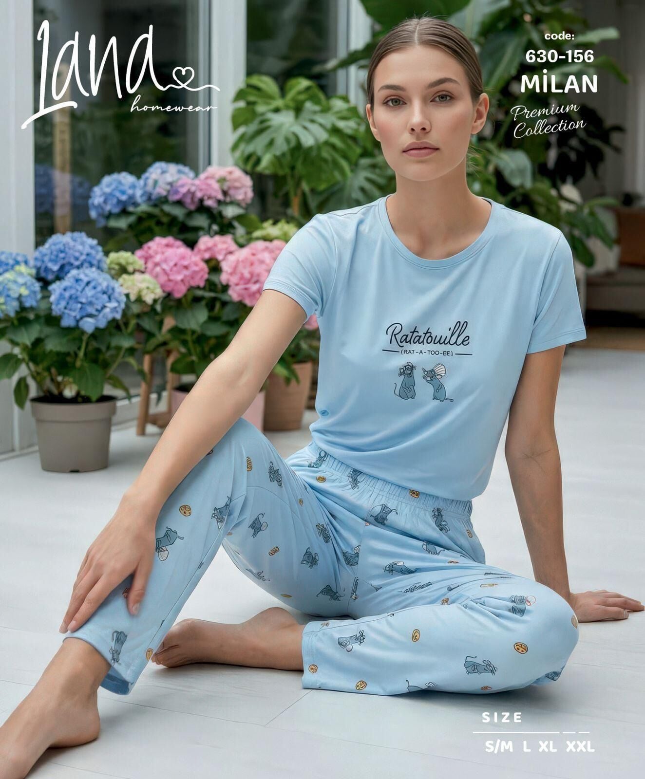 LANA 630-156 BAYAN MİLAN KISA KOL PİJAMA TAKIM