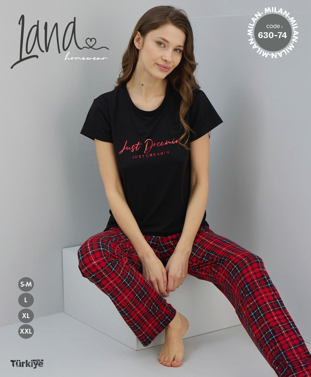 LANA 630-74 BAYAN MİLAN KISA KOL PİJAMA TAKIM