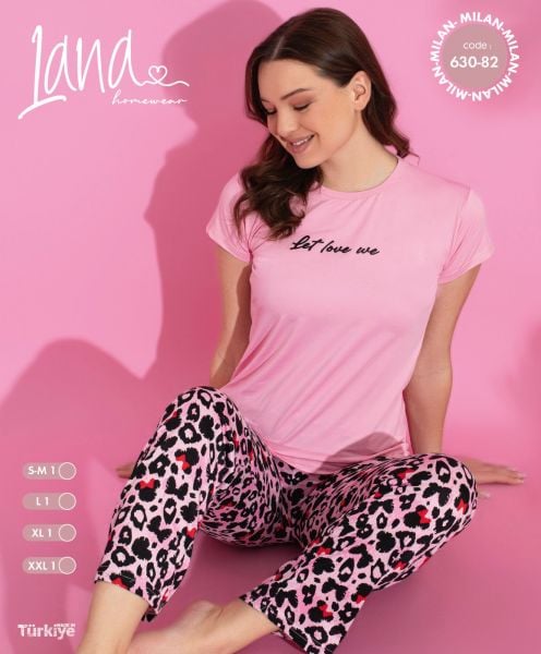 LANA 630-82 BAYAN MİLAN KISA KOL PİJAMA TAKIM