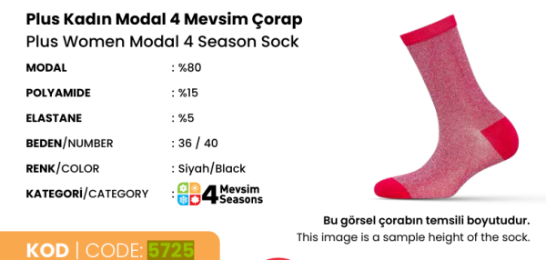DÜNDAR 5725 BAYAN PLUS MODAL ÇORAP