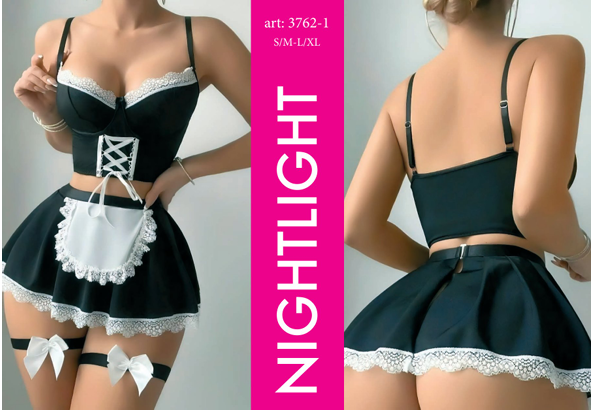 NIGHTLIGHT 3762-1 HİZMETÇİ KOSTÜM SİYAH