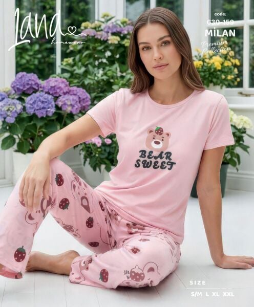 LANA 630-159 BAYAN MİLAN KISA KOL PİJAMA TAKIM
