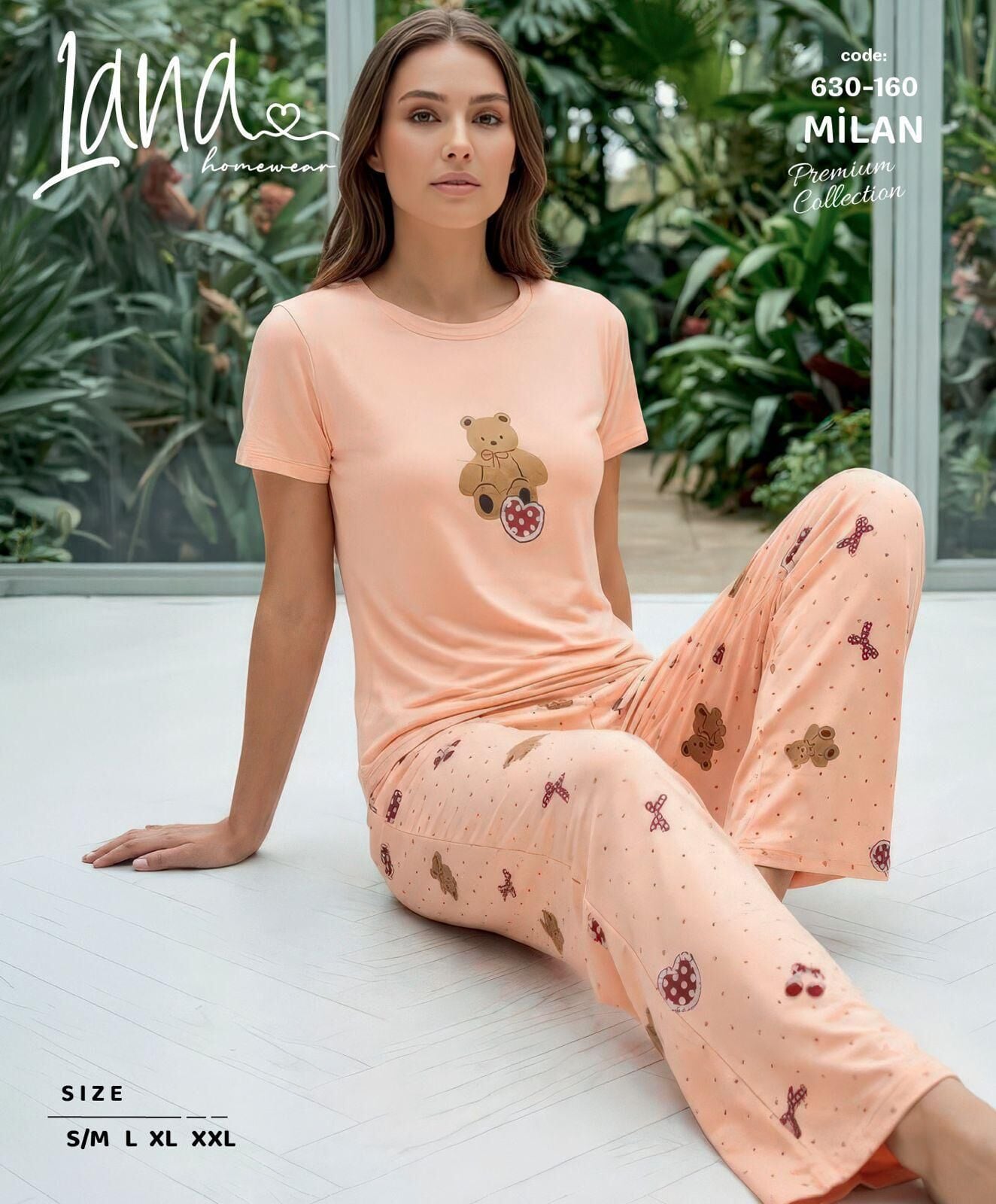 LANA 630-160 BAYAN MİLAN KISA KOL PİJAMA TAKIM