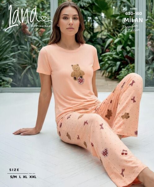 LANA 630-160 BAYAN MİLAN KISA KOL PİJAMA TAKIM