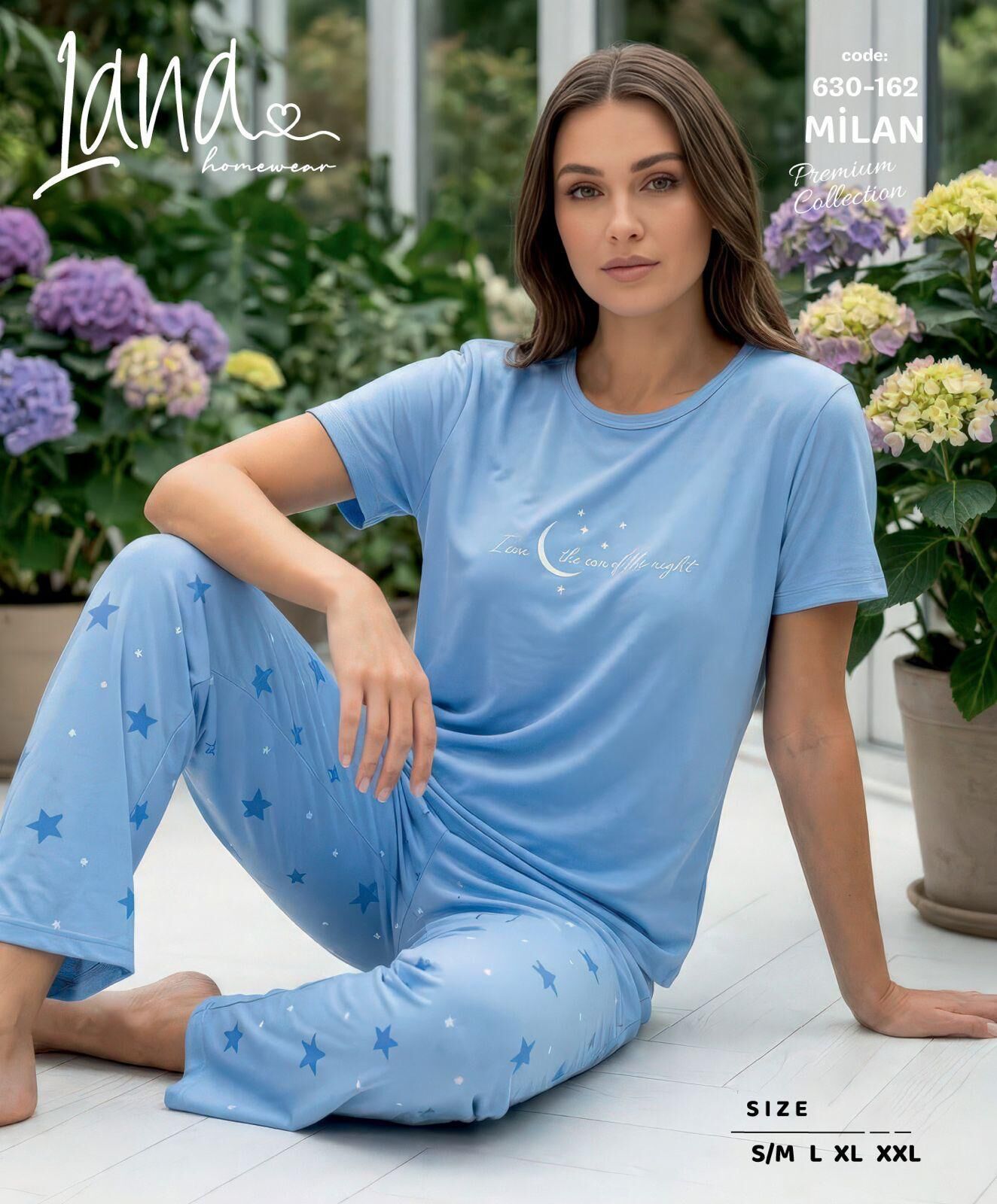 LANA 630-162 BAYAN MİLAN KISA KOL PİJAMA TAKIM