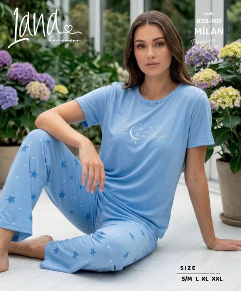 LANA 630-162 BAYAN MİLAN KISA KOL PİJAMA TAKIM
