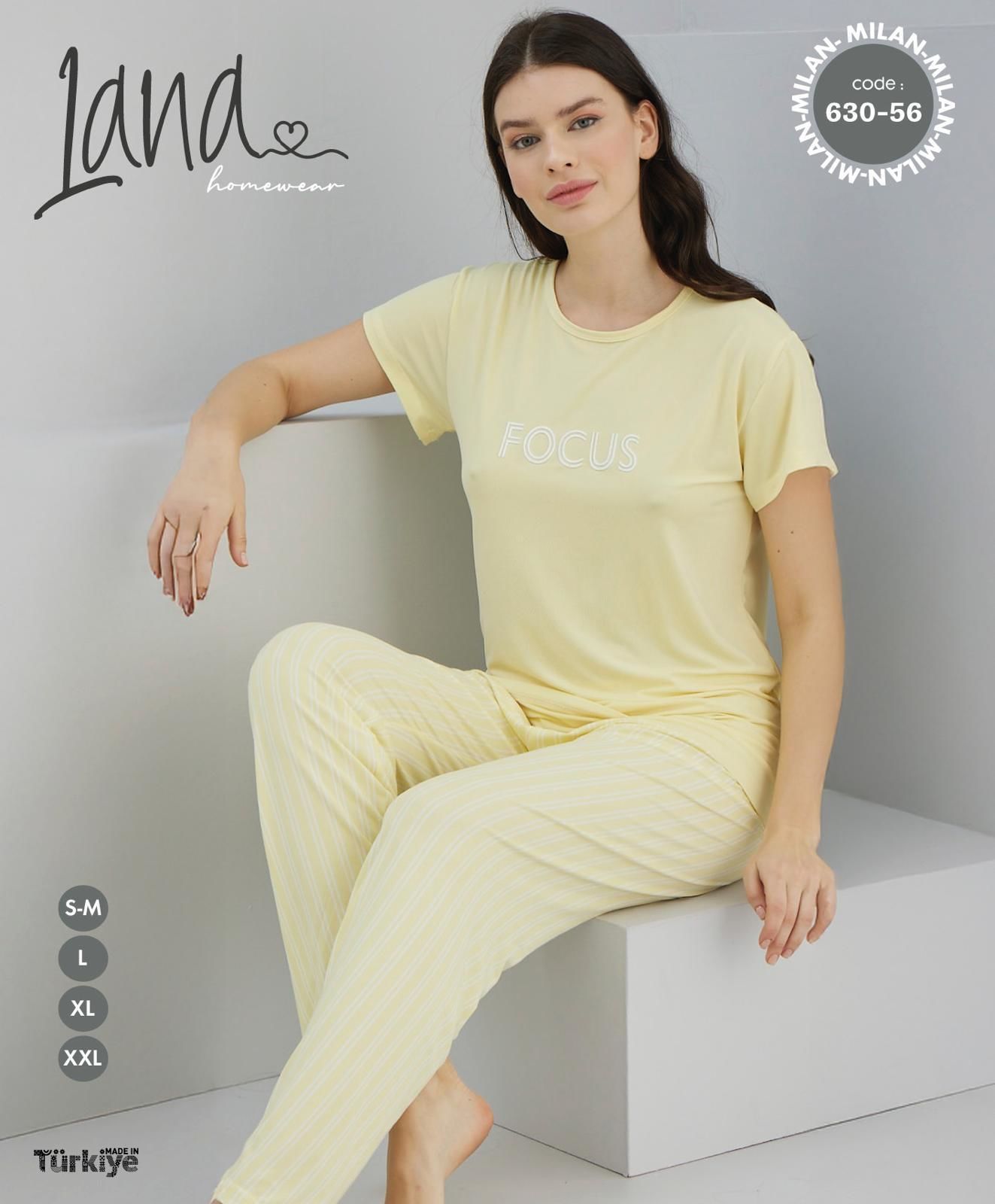 LANA 630-56 BAYAN MİLAN KISA KOL PİJAMA TAKIM
