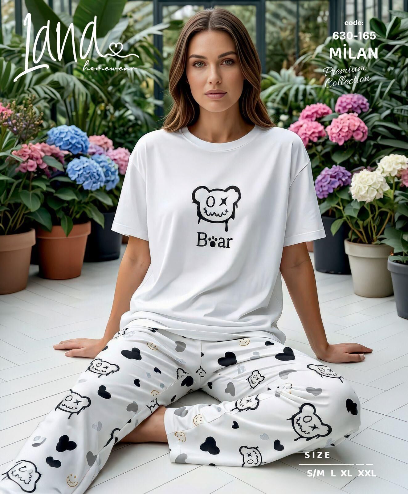 LANA 630-165 BAYAN MİLAN KISA KOL PİJAMA TAKIM