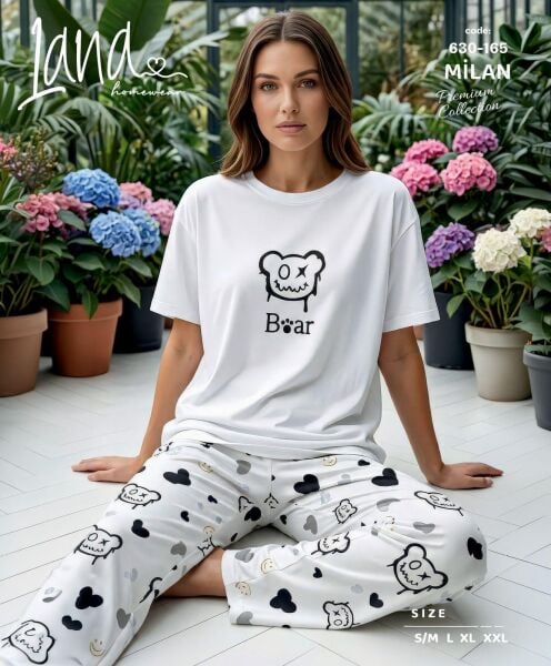 LANA 630-165 BAYAN MİLAN KISA KOL PİJAMA TAKIM