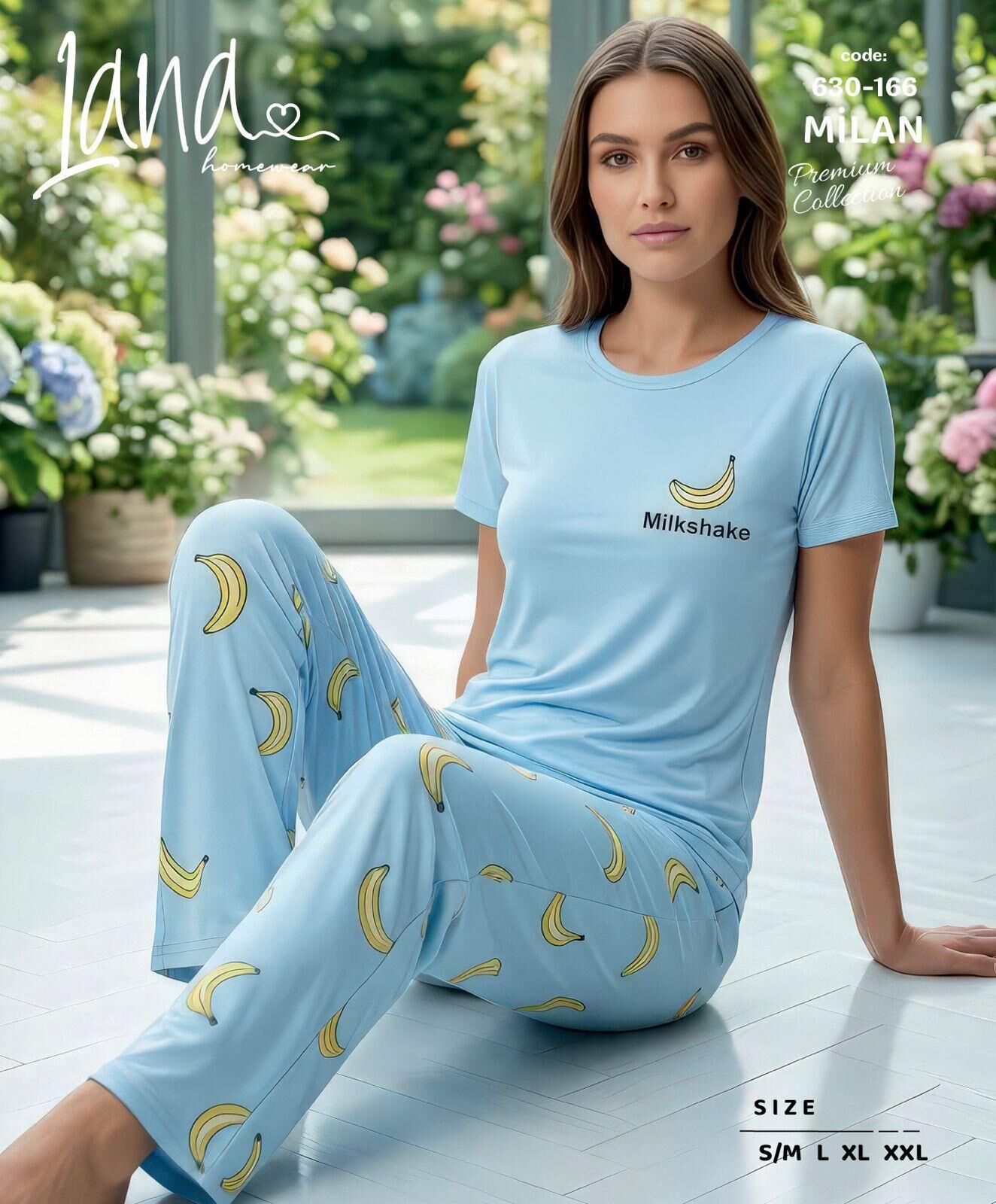 LANA 630-166 BAYAN MİLAN KISA KOL PİJAMA TAKIM