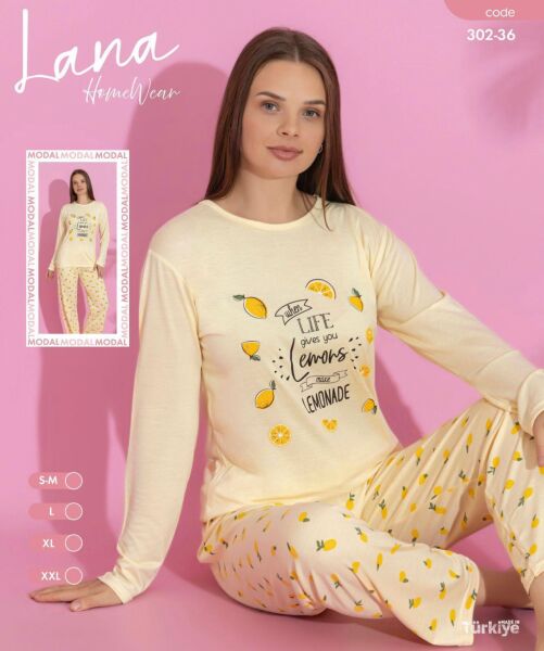 LANA 302-36 POLİVİSKON BASKILI PİJAMA TAKIM