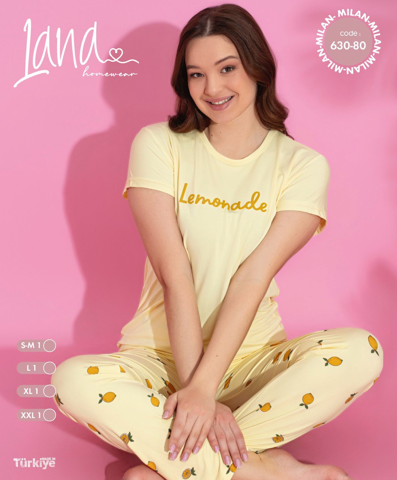 LANA 630-80 BAYAN MİLAN KISA KOL PİJAMA TAKIM