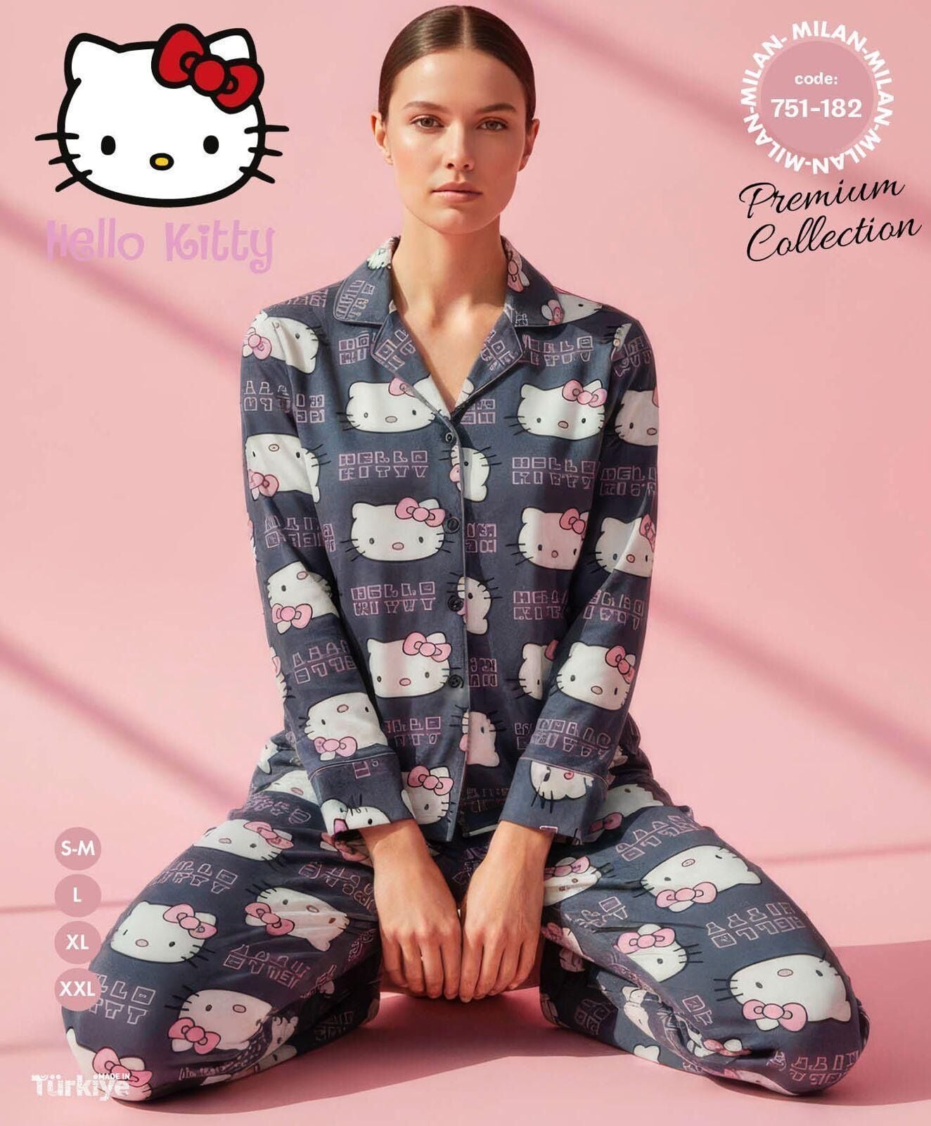 LANA 751-182 BAYAN MİLAN GÖMLEK PİJAMA TAKIM