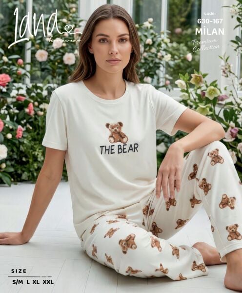 LANA 630-167 BAYAN MİLAN KISA KOL PİJAMA TAKIM