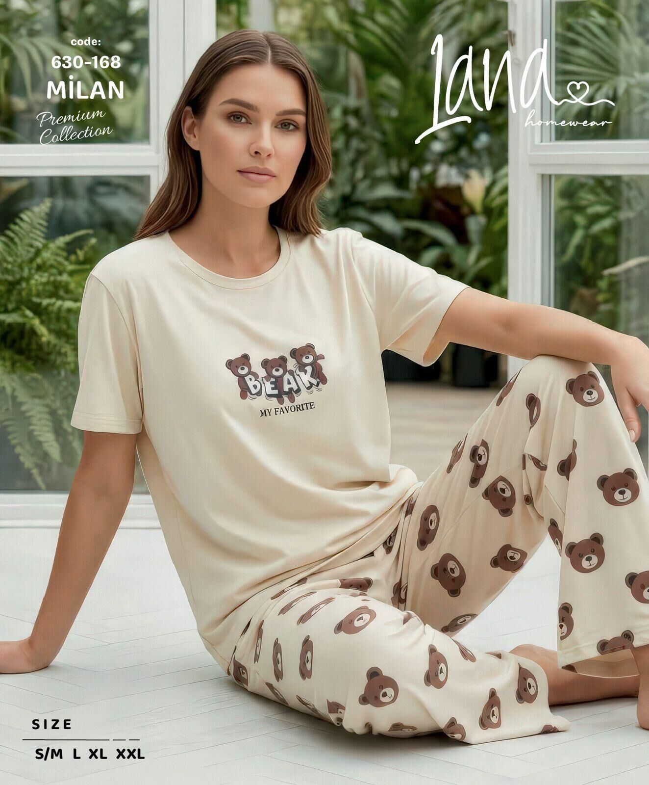 LANA 630-168 BAYAN MİLAN KISA KOL PİJAMA TAKIM