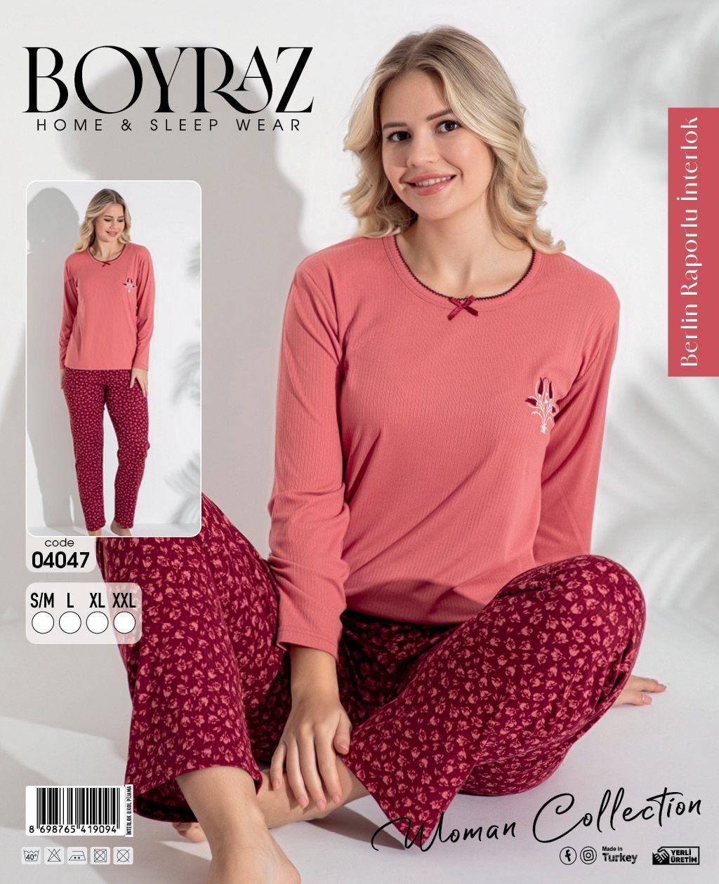 BOYRAZ 04047 BAYAN BERLİN İNTERLOK PİJAMA TAKIMI
