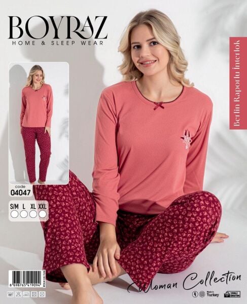 BOYRAZ 04047 BAYAN BERLİN İNTERLOK PİJAMA TAKIMI