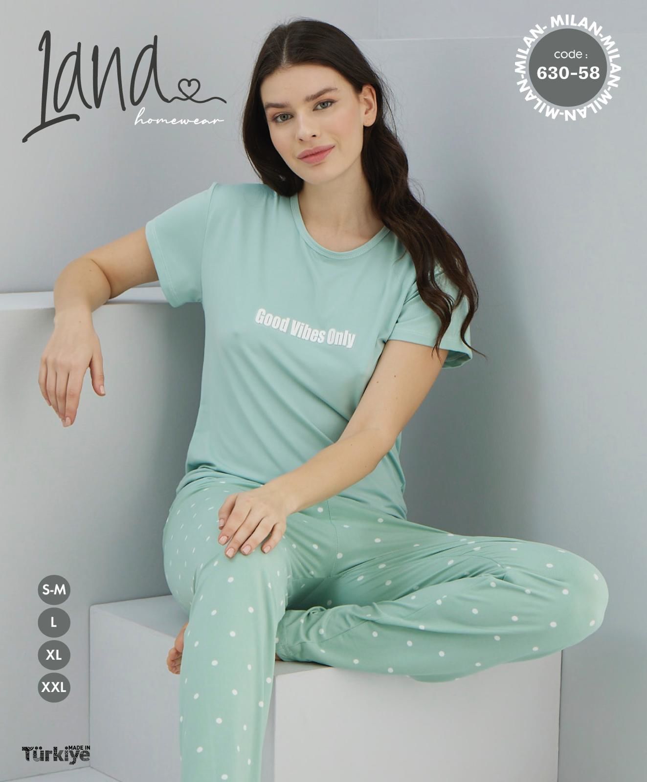 LANA 630-58 BAYAN MİLAN KISA KOL PİJAMA TAKIM