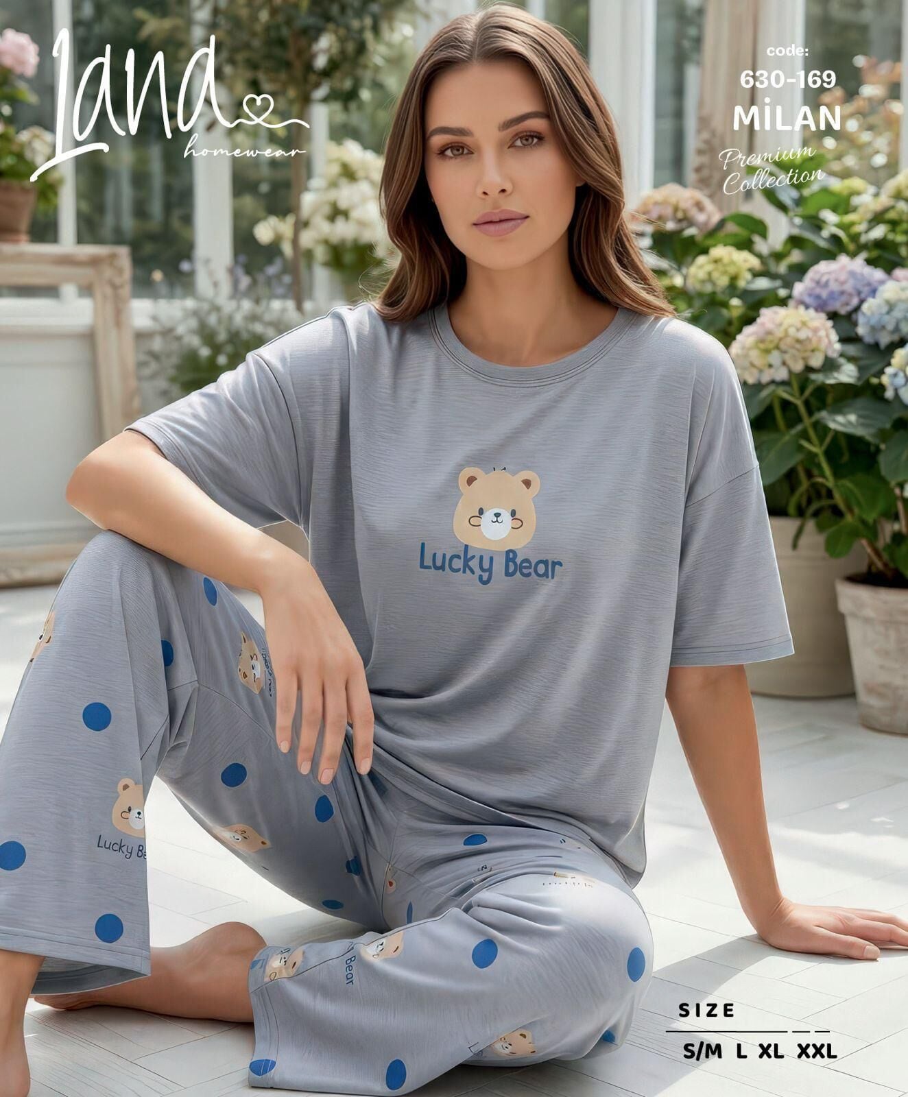 LANA 630-169 BAYAN MİLAN KISA KOL PİJAMA TAKIM