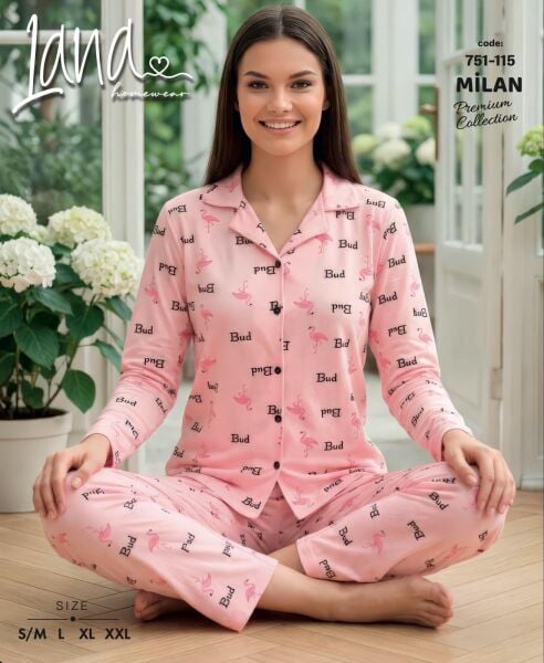 LANA 751-115 BAYAN MİLAN GÖMLEK PİJAMA TAKIM