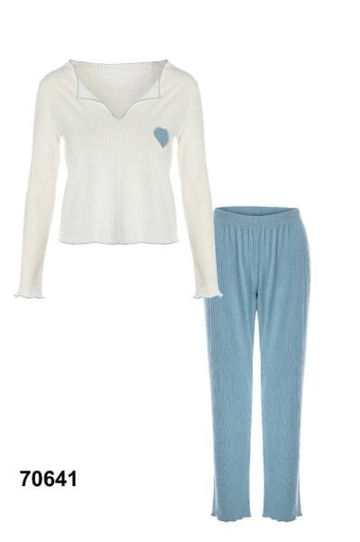KOZA 70641 BAYAN BASKILI UZUN KOL PİJAMA TAKIMI