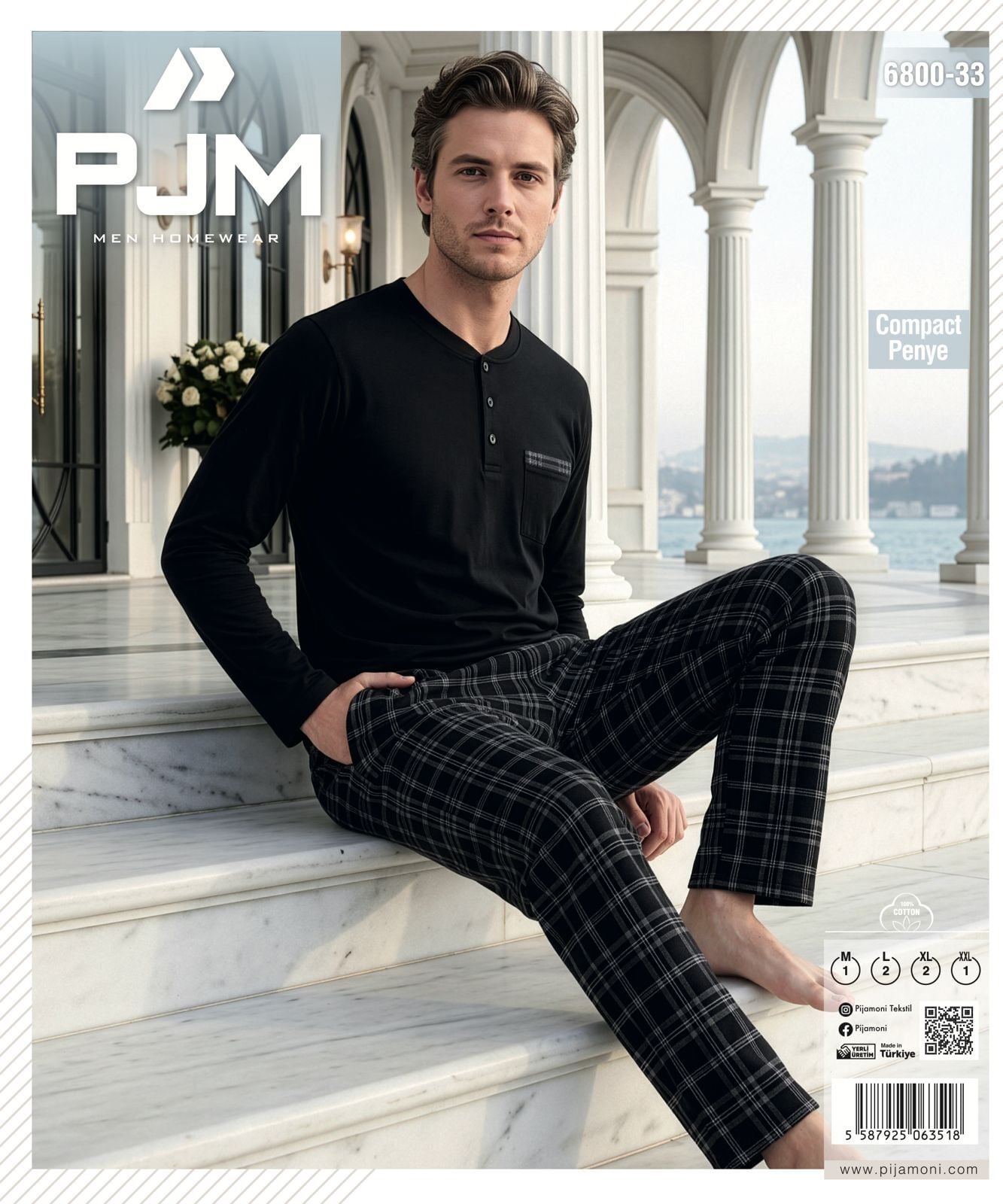 PJM 6800-33 ERKEK PENYE CEPLİ PİJAMA TAKIM