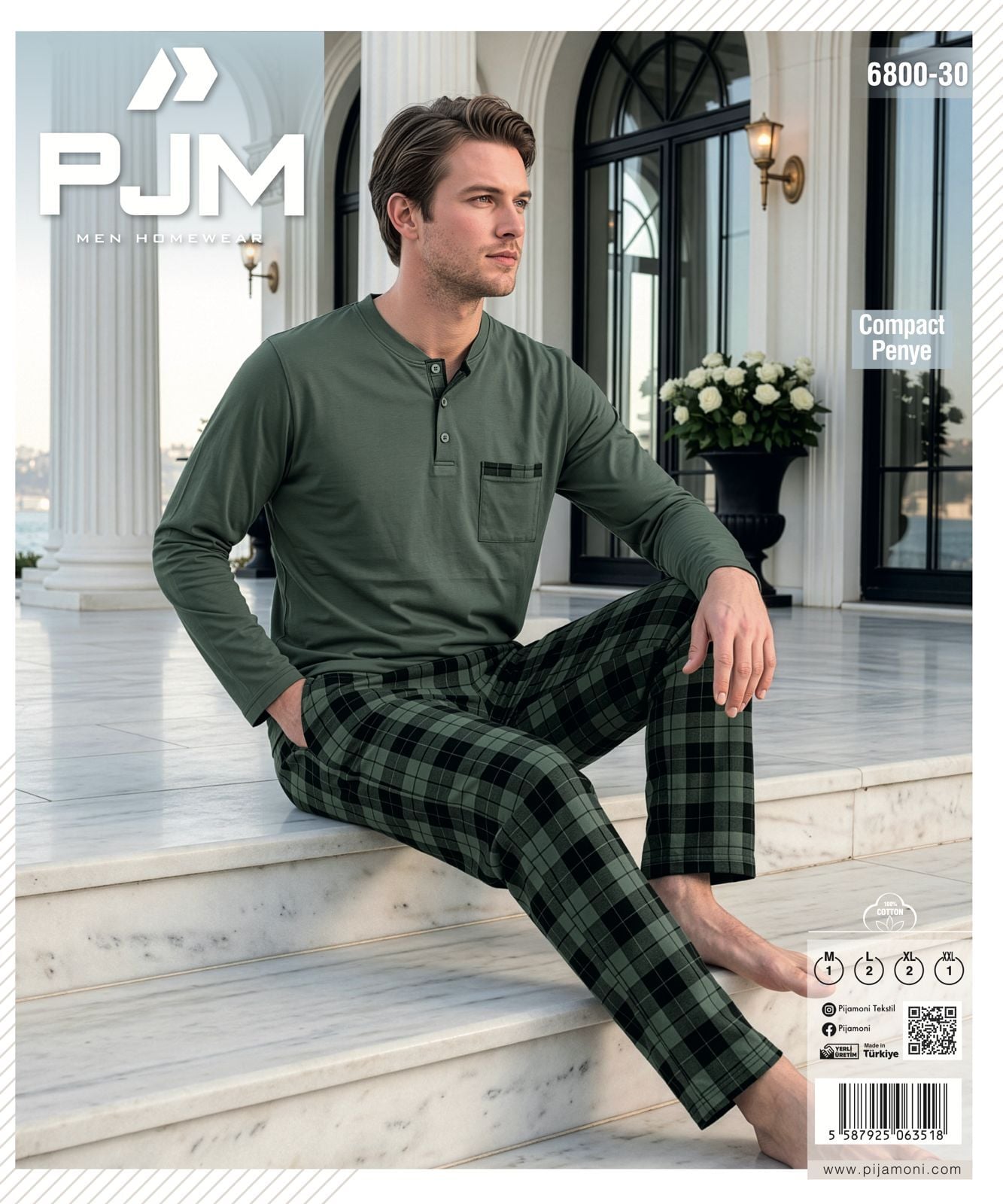 PJM 6800-30 ERKEK PENYE CEPLİ PİJAMA TAKIM