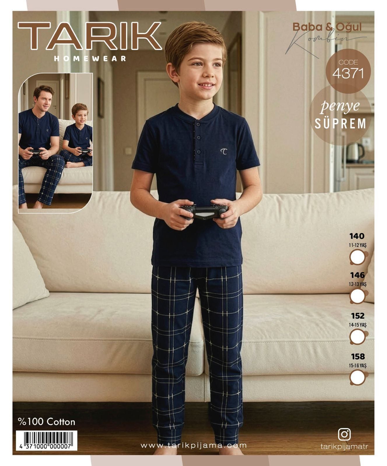 TARIK 4371 ERKEK 11-16 YAŞ PENYE K.KOL PİJAMA TKM
