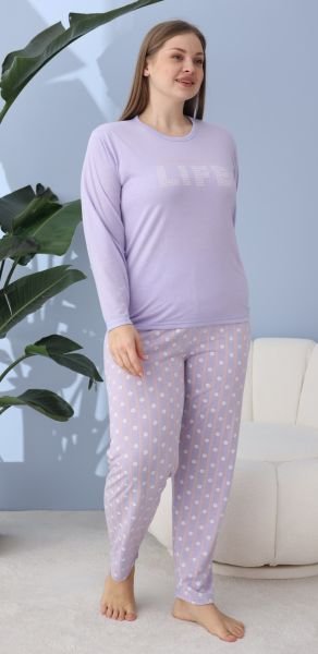 LİNDROS 60105 POLİVİSKON BATTAL PİJAMA TAKIM