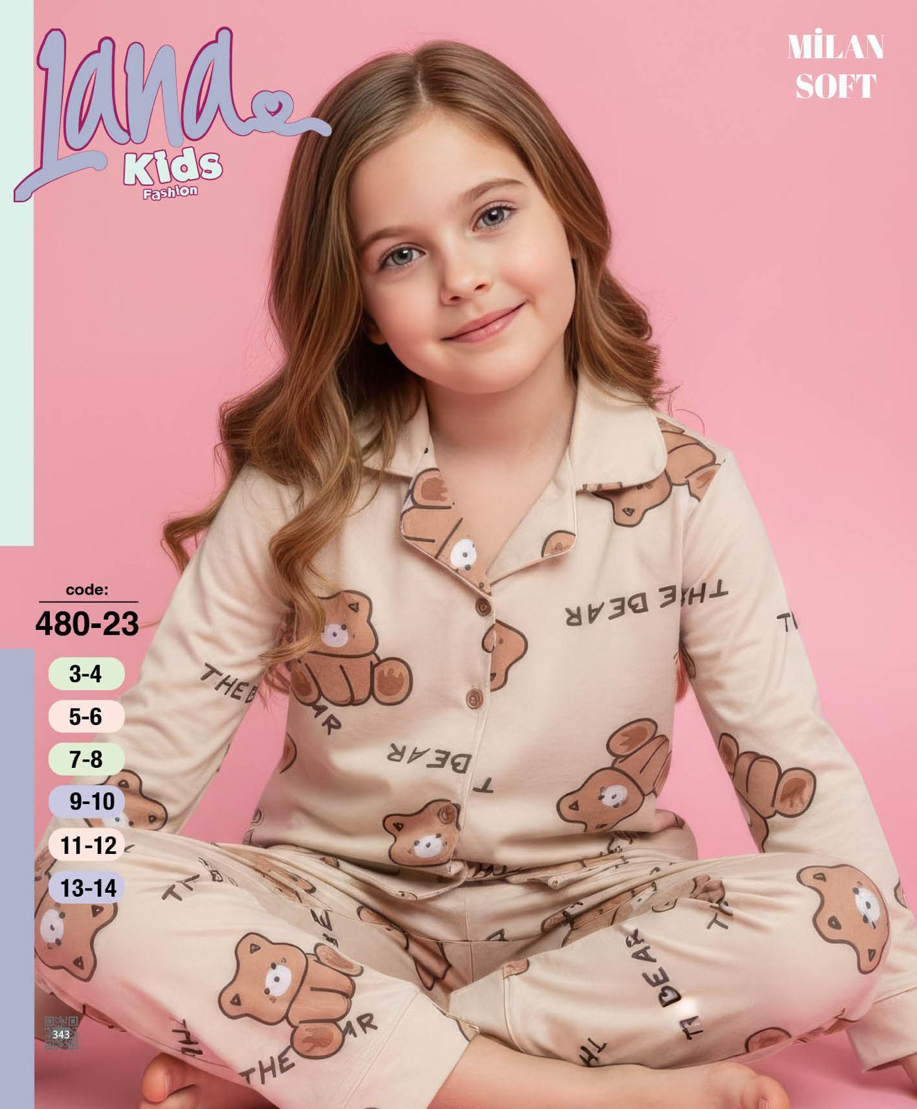 LANA 480-23 KIZ ÇOCUK MİLAN DÜĞMELİ  PİJAMA TAKIMI