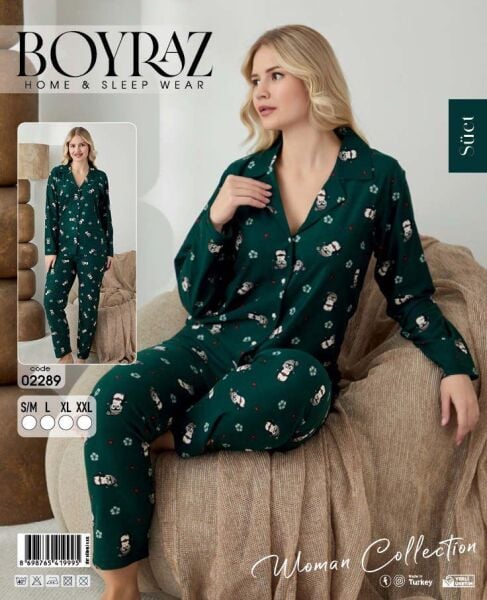 BOYRAZ 02289 BAYAN SÜET DÜĞMELİ PİJAMA TAKIMI