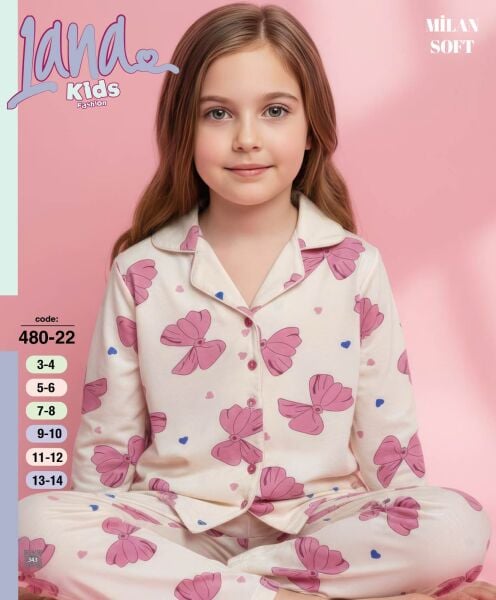 LANA 480-22 KIZ ÇOCUK MİLAN DÜĞMELİ  PİJAMA TAKIMI