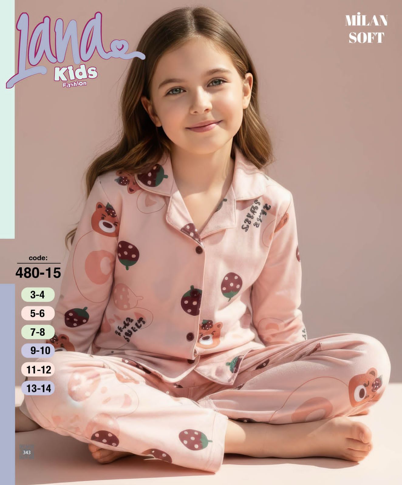 LANA 480-15 KIZ ÇOCUK MİLAN DÜĞMELİ  PİJAMA TAKIMI
