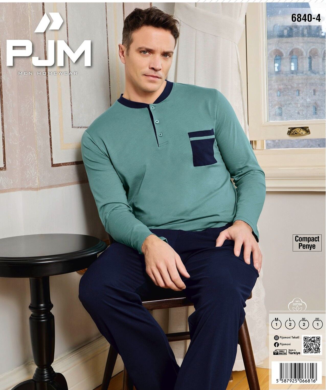 PJM 6840-4 ERKEK PENYE 3 DÜĞME PİJAMA TAKIM