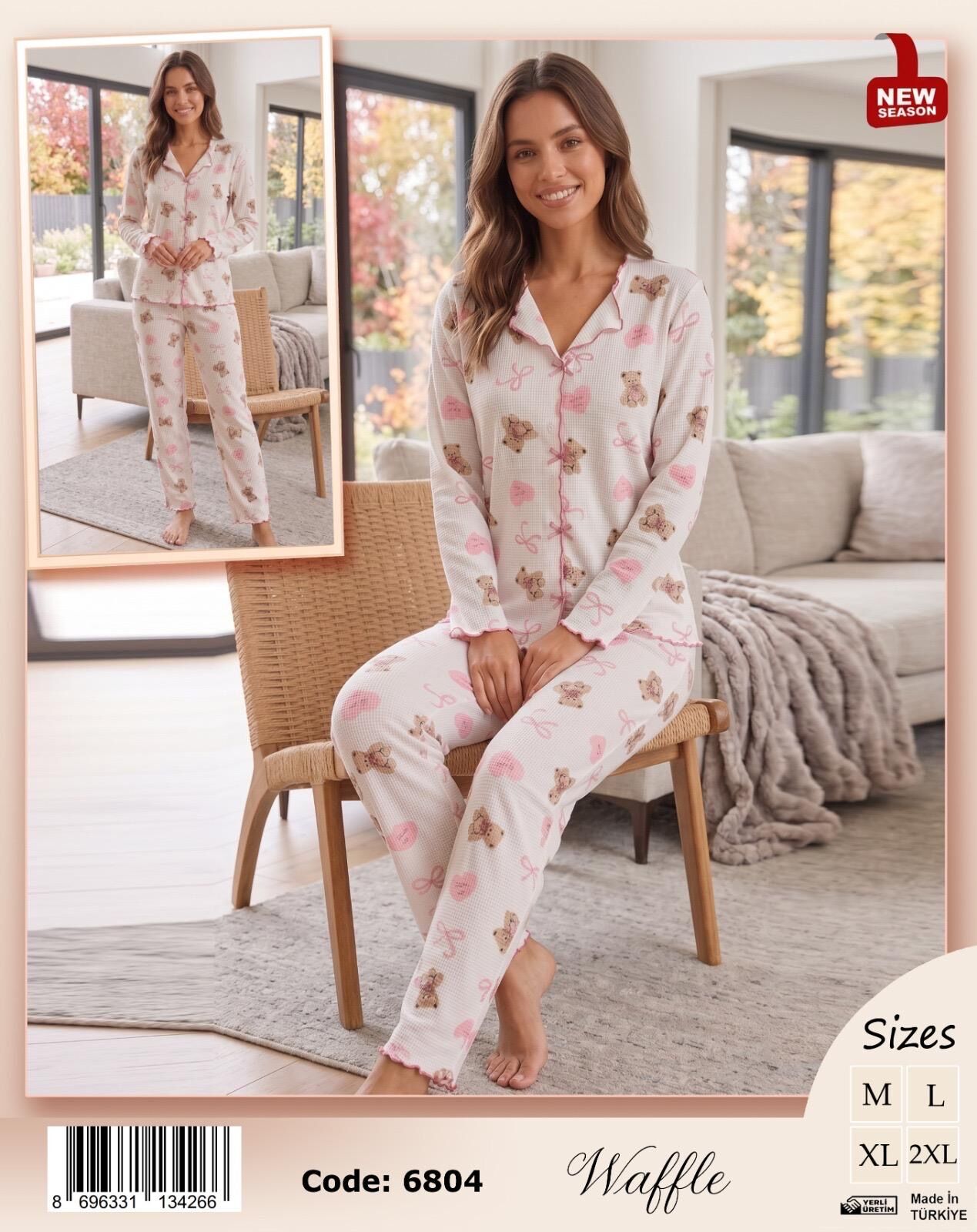 TİME MODA 6804 BAYAN FİYONKLU İNTERLOK PİJAMA TK
