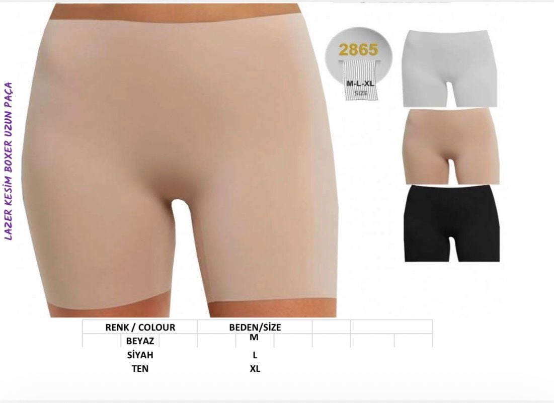 PAPATYA 2865 BAYAN LAZER KESİM SİLİKONLU UZUN ŞORT SİYAH - XL