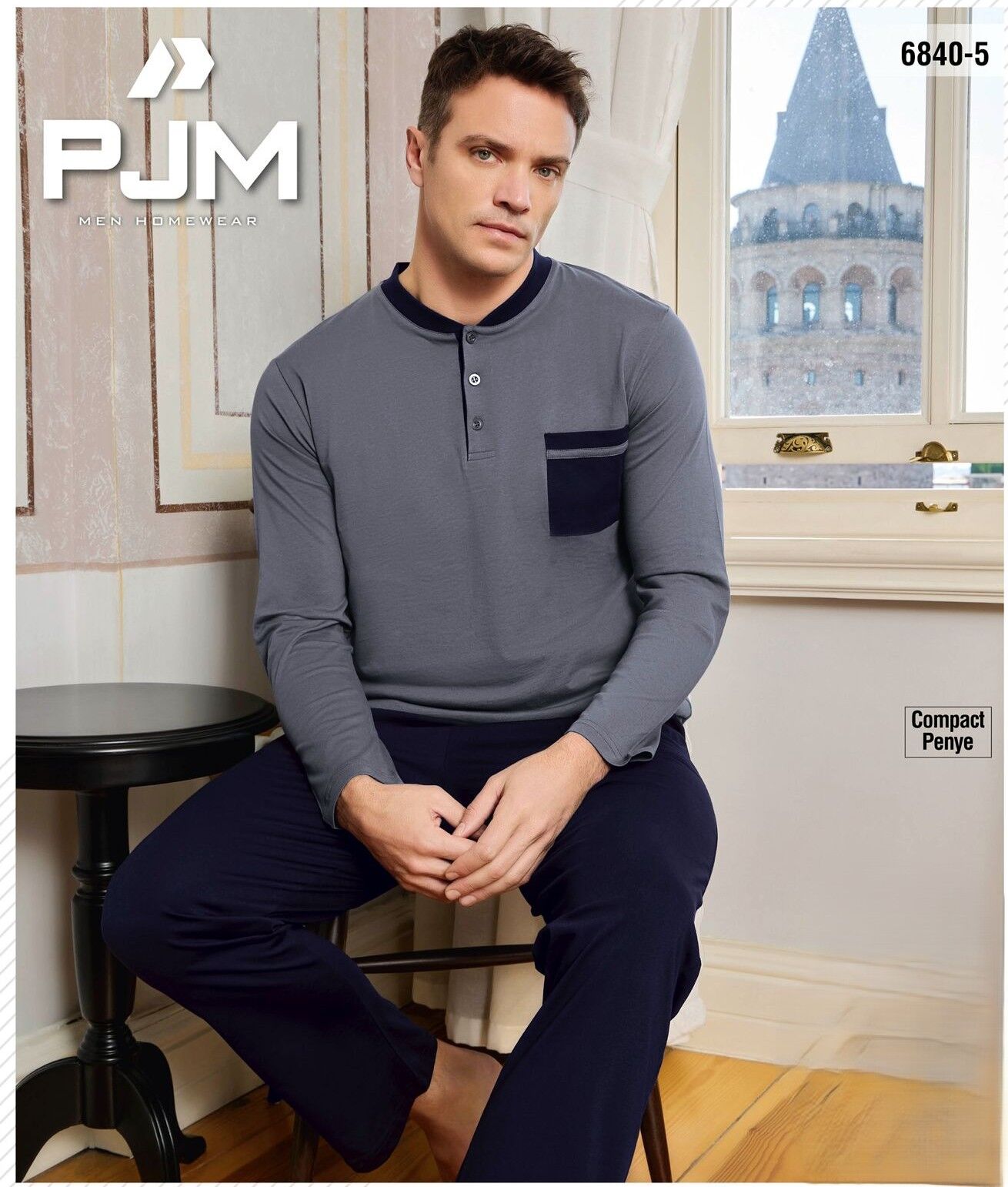 PJM 6840-5 ERKEK PENYE 3 DÜĞME PİJAMA TAKIM