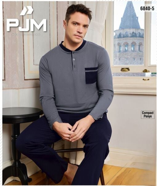 PJM 6840-5 ERKEK PENYE 3 DÜĞME PİJAMA TAKIM