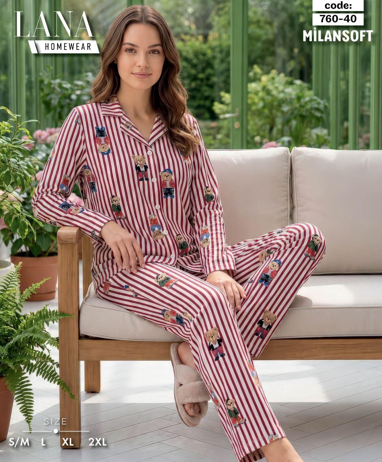 LANA 760-40 BAYAN MİLAN SOFT GÖMLEK PİJAMA TAKIM