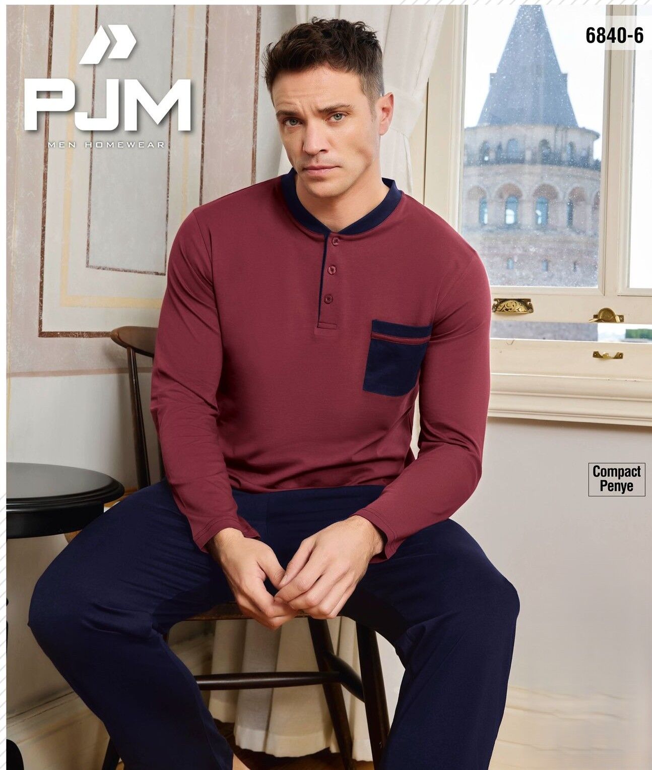 PJM 6840-6 ERKEK PENYE 3 DÜĞME PİJAMA TAKIM