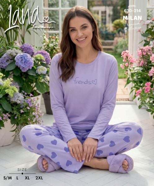 LANA 630-214 MİLAN SOFT BİS.YAKA PİJAMA TAKIMI