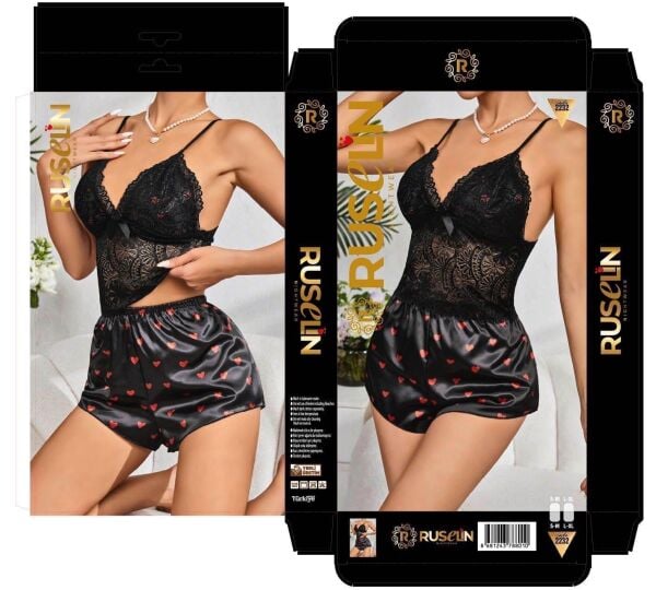RUSELİN 2232 SATEN ŞORTLU TAKIM SM*2-LXL*2