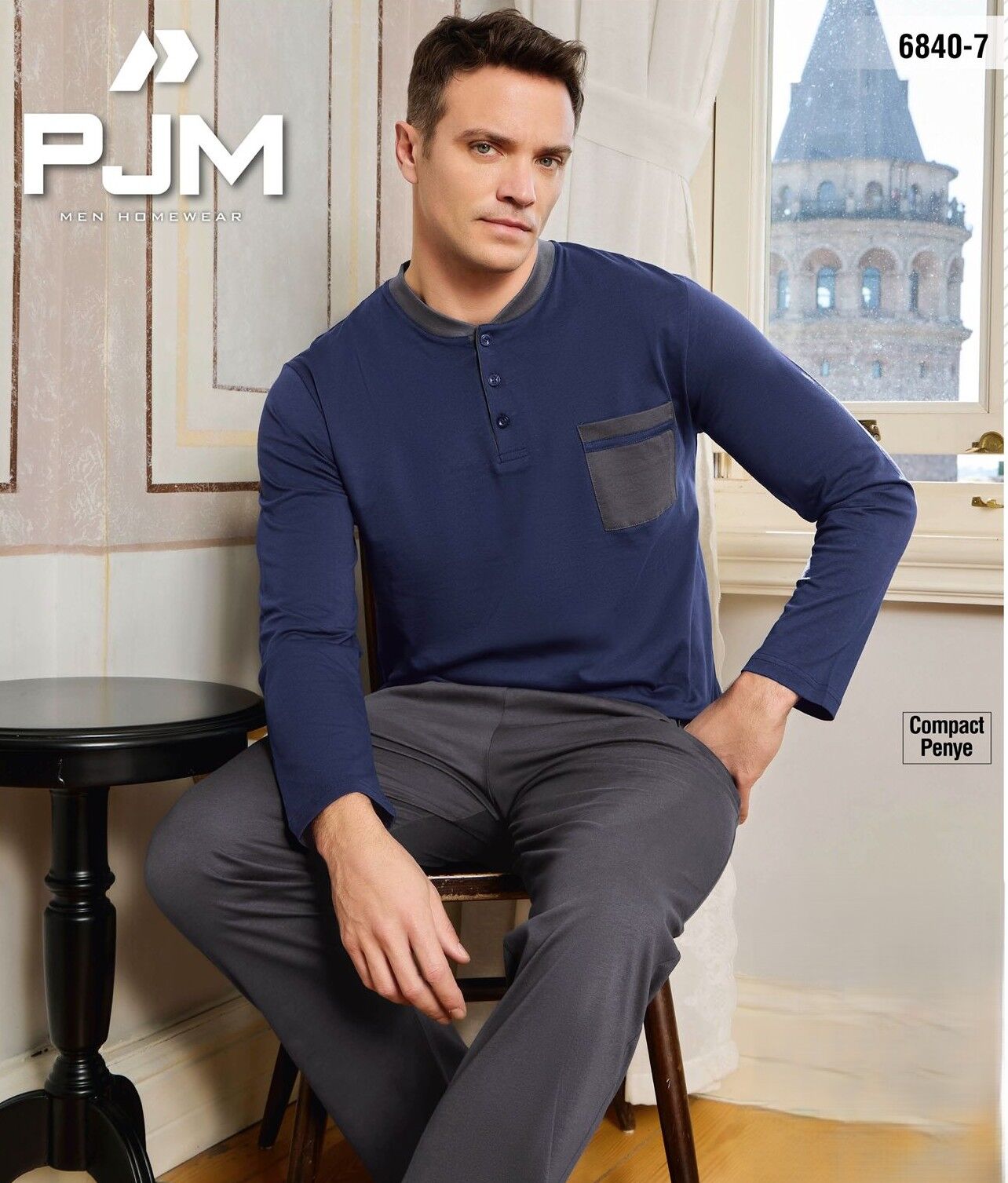 PJM 6840-7 ERKEK PENYE 3 DÜĞME PİJAMA TAKIM