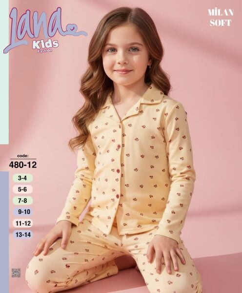 LANA 480-12 KIZ ÇOCUK MİLAN DÜĞMELİ  PİJAMA TAKIMI