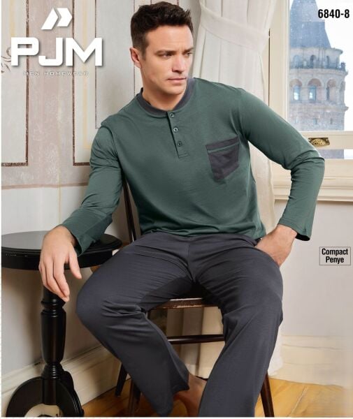 PJM 6840-8 ERKEK PENYE 3 DÜĞME PİJAMA TAKIM