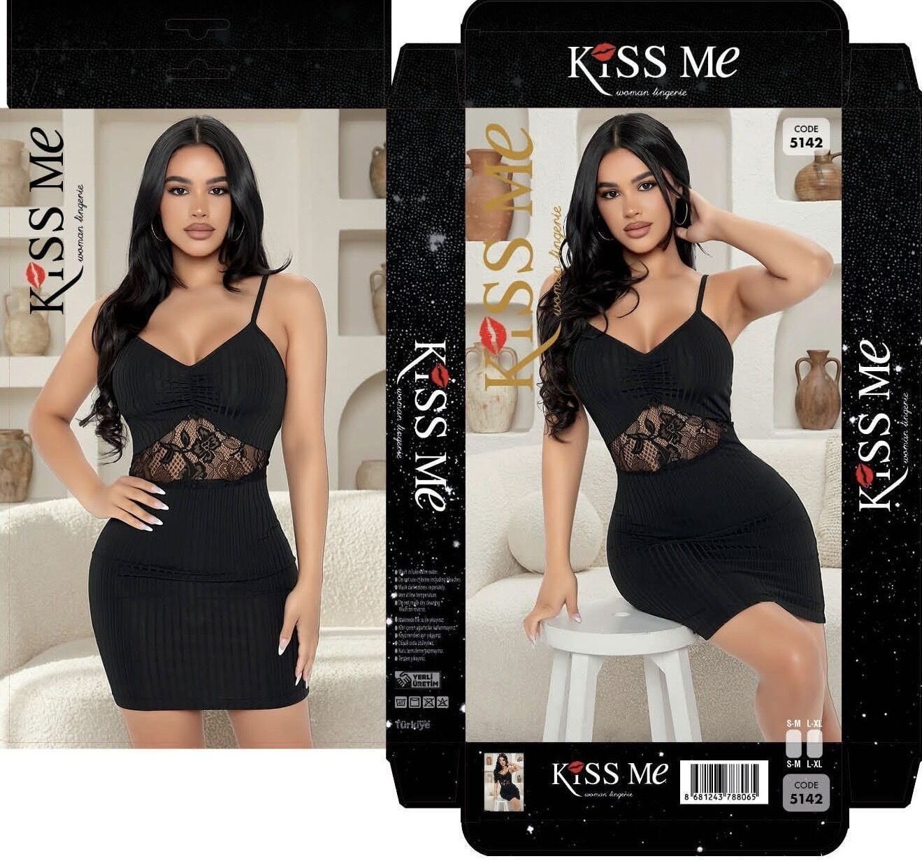RUSELİN KİSS ME 5142 GECE KIYAFETİ SM*2-LXL*2