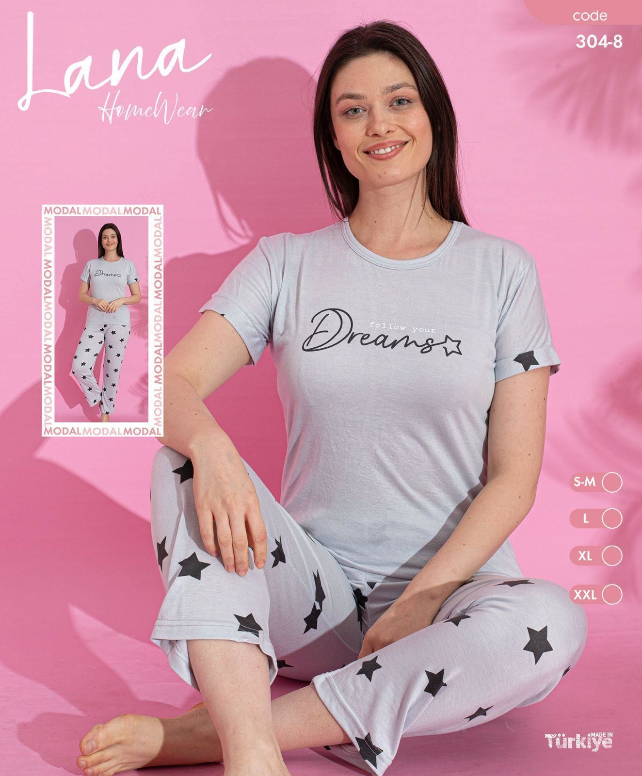 LANA 304-8 BAYAN MODAL KISA KOL PİJAMA TAKIM